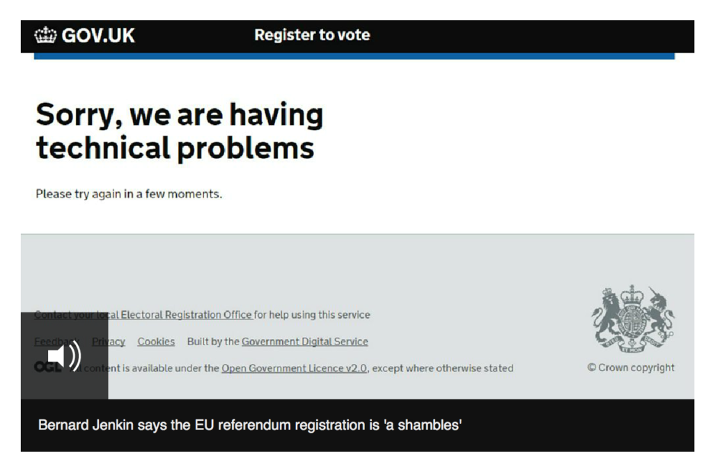 Register To Vote Extended - Gov.uk Website Down (taken from the BBC Article)